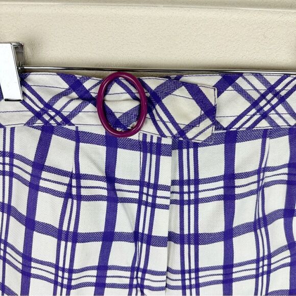 Vntg Purple Plaid Wide Leg 60s Mod Groovy Harry Styles Pants Med - Picture 3 of 9